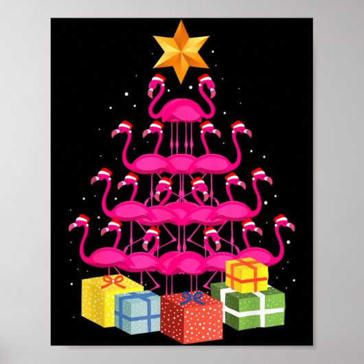 Poster Flamingo Tree Funny Ugly Christmas (Devant)