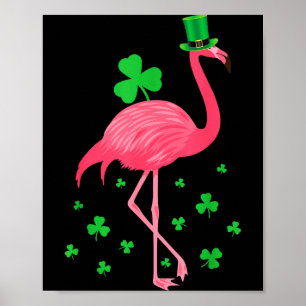 Poster Flamingo Trèfle Leprechaun Fête de la Saint-Patric