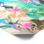 Poster Flamingo turquoise tropicale flamand rose (Coin)