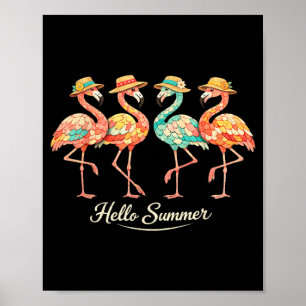Poster Flamingo Vintage Été Bonjour Trocals Oiseaux Migno