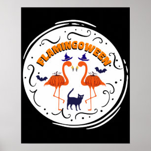 Poster Flamingoween Vintage