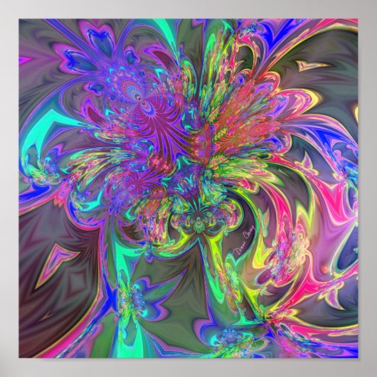 Poster Flamme de couleur - Turquoise & Violet Deva (Devant)