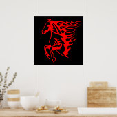 Poster Flamme feu rouge Bronco Mustang Cheval sauvage (Cuisine)