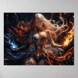Poster Flamme infernale et givre Maîtresse fille