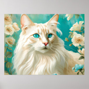 Poster Flamme Lynx Point Siamese Portrait Art