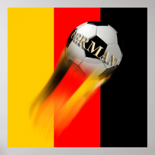Poster Flammer Allemagne balle de football sur le drapeau
