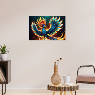 Poster Flammes de la crête du phénix majestueux
