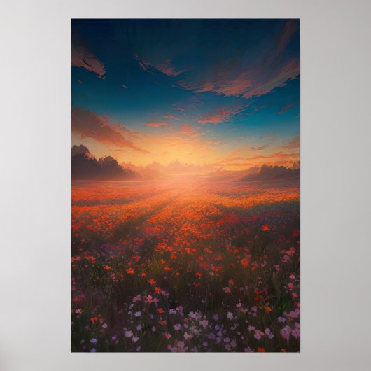 Poster Flammes de la nature, coucher de soleil majestueux (Devant)