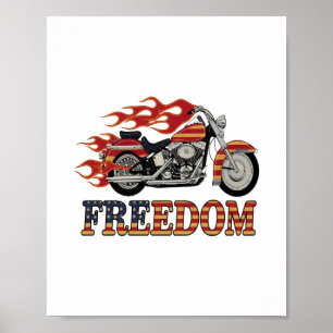 Poster Flammes de moto Liberté