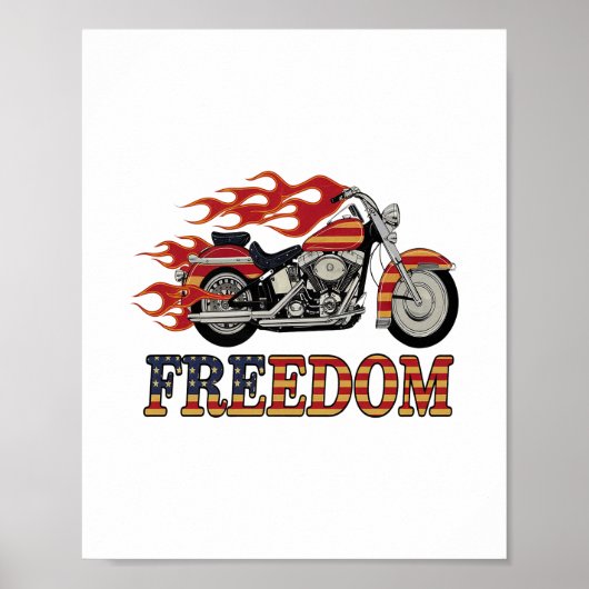 Poster Flammes de moto Liberté (Devant)