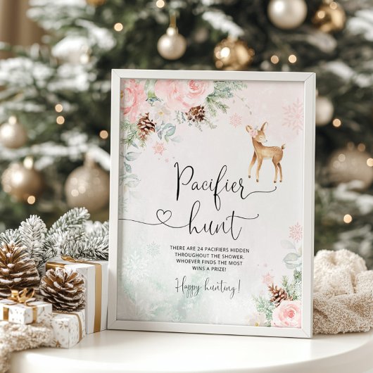 Poster Flammes de neige de cerf roux Jeu de chasse au Pac