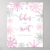 Poster Flammes de neige en argent rose Les bébés sont dou (Devant)