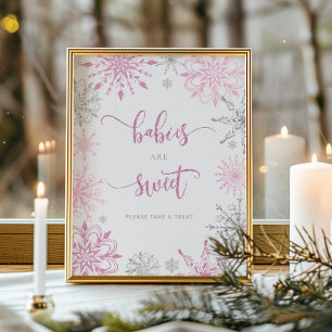 Poster Flammes de neige en argent rose Les bébés sont dou