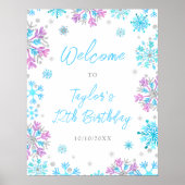 Poster Flammes de neige violette et bleue Accueil pour la (Devant)