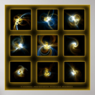Poster Flammes Fractales Comp. -beige