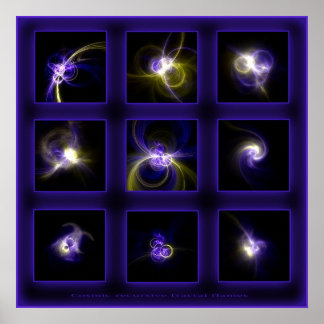 Poster Flammes Fractales Comp. -bleu