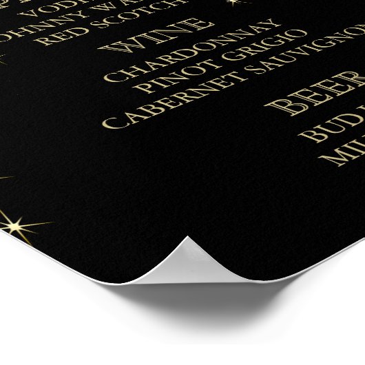 Poster Flammes Noir & Or avec Barres - Menu Bar (Coin)