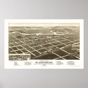 Poster Flandreau, carte panoramique d'écart-type - 1883