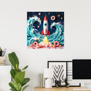 Poster Flânerie à travers les beignes et les planètes