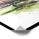 Poster Flânerie printanière dans l'aquarelle du parc (Coin)