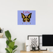 Poster Flapper Butterfly Flying Woman Illustration (Bureau à domicile)