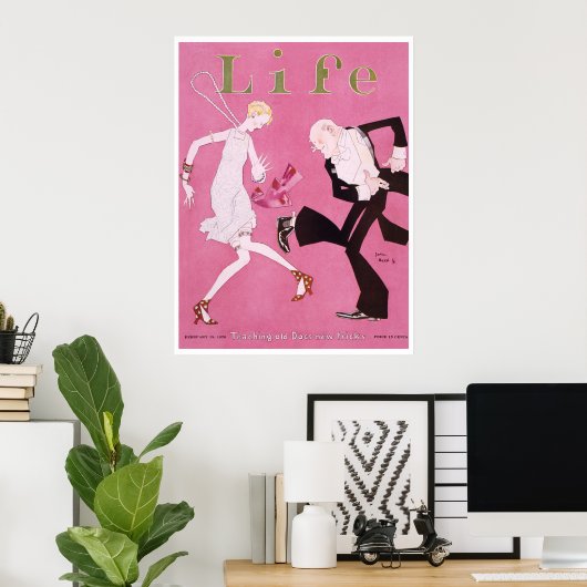 Poster Flapper de couverture du magazine Life 1926 (Bureau à domicile)