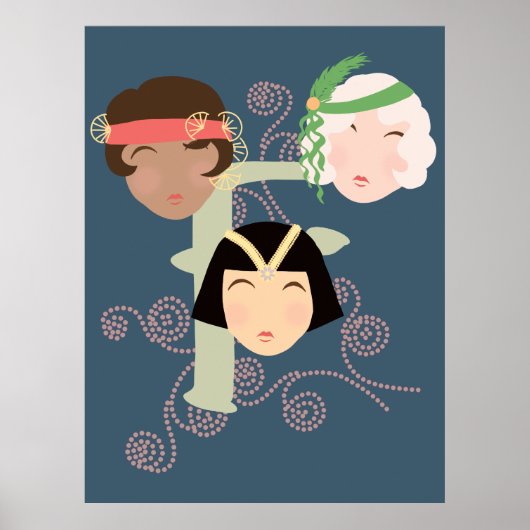 Poster Flapper girls roaring twenties (Devant)