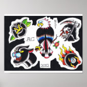 Poster flash de tatouage de la vieille école par Adam Cau (Devant)