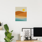 Poster Flat Boho Paysage Abstrait Coucher de soleil et mo (Bureau à domicile)