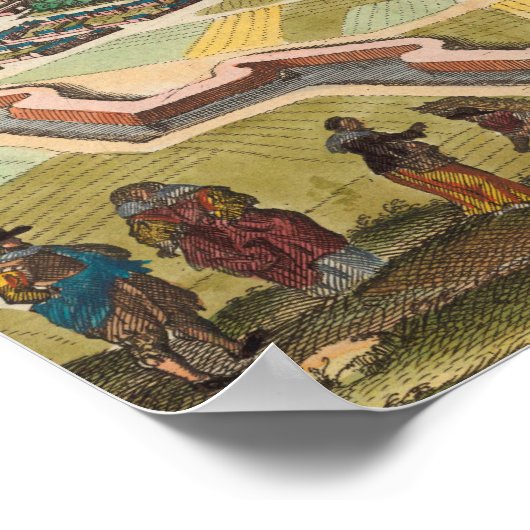 Poster Flat vintage map of paris (Coin)