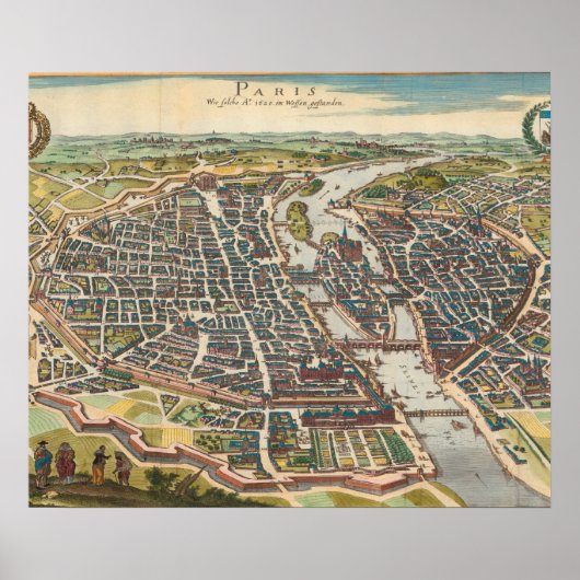 Poster Flat vintage map of paris (Devant)