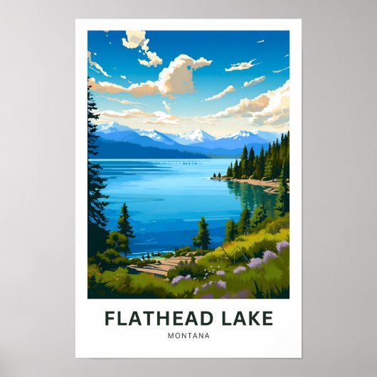 Poster Flathead Lake Montana Travel Print (Devant)
