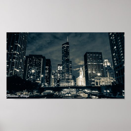 Poster Flaviano Arroyo - Chicago Par Nuit 1 (Devant)