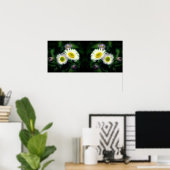 Poster Fleabane sauvage Fleurs de marguerite miroir Abstr (Bureau à domicile)