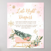Poster Fléau de neige rose d'hiver Late Night Diapos (Devant)