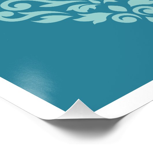 Poster Flèche Damask Pattern Carrés Teals Browns White (Coin)