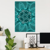 Poster Flèche de neige | Art fractal bleu et blanc (Bureau à domicile)