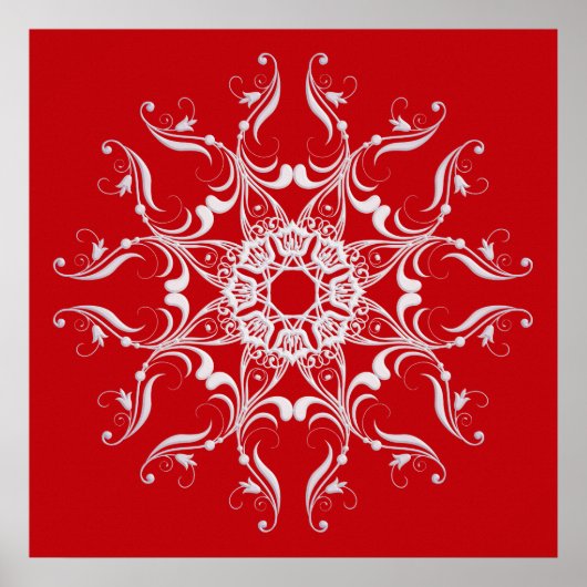 Poster Flèche de neige de style baroque rouge (Devant)