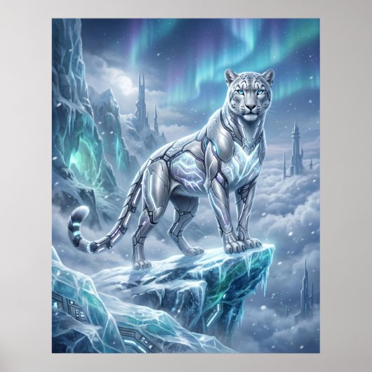 Poster Flèche glaciaire du léopard des neiges néon (Devant)