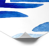 Poster Flèches bleu Rhombus Motif aquarelle (Coin)