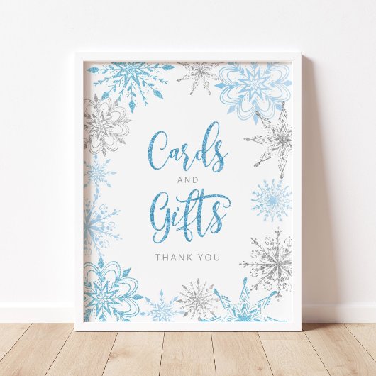 Poster Flèches de neige en argent bleu Cartes et cadeaux