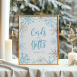 Poster Flèches de neige en argent bleu Cartes et cadeaux<br><div class="desc">Bleu argent flocons de neige Cartes et cadeaux Poster. Éléments correspondants disponibles.</div>