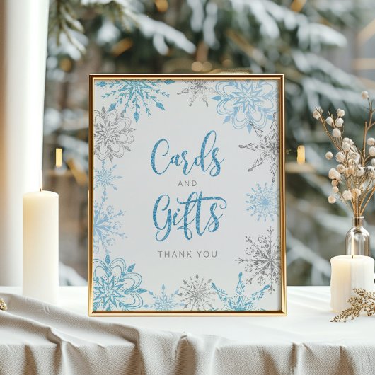Poster Flèches de neige en argent bleu Cartes et cadeaux