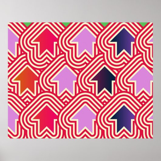 Poster Flèches pop art vers le haut Rouge Violet Bleu (Devant)