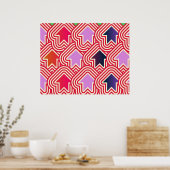 Poster Flèches pop art vers le haut Rouge Violet Bleu (Cuisine)