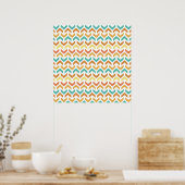 Poster Flèches rétro Chevron Orange Turquoise or Motif (Cuisine)