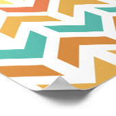 Poster Flèches rétro Chevron Orange Turquoise or Motif (Coin)