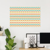 Poster Flèches rétro Chevron Orange Turquoise or Motif (Bureau à domicile)