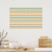 Poster Flèches rétro Chevron Orange Turquoise or Motif (Cuisine)