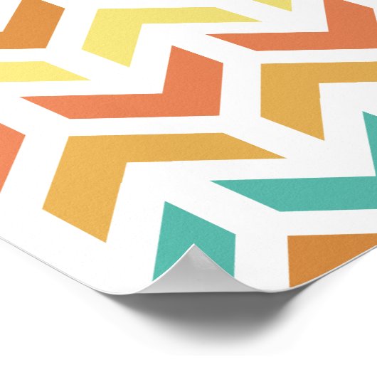 Poster Flèches rétro Chevron Orange Turquoise or Motif (Coin)